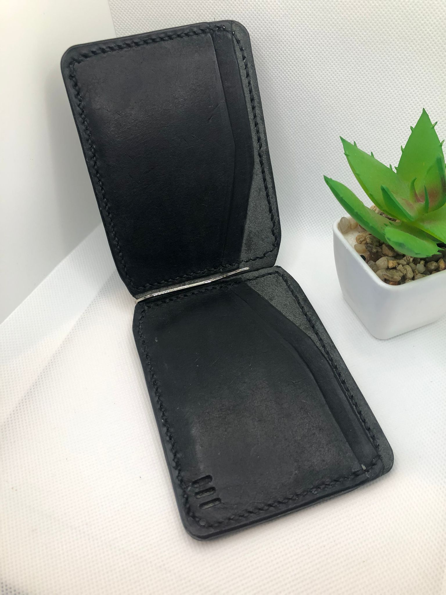 Handmade leather wallet UK Badalassi Carlo black